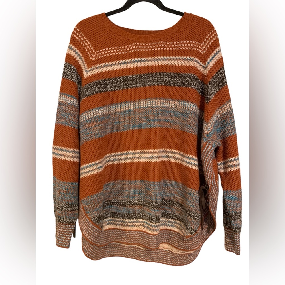 Rod’s True Western sweater women’s size XL orange brown cream turquoise